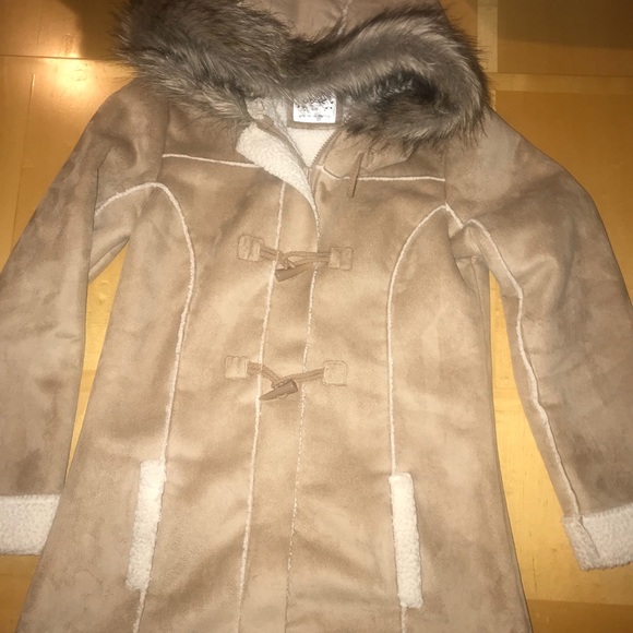 Justice Size 12//14 12 14 Girls Faux Fur /& Sherpa Hooded Suede Look Jacket NEW